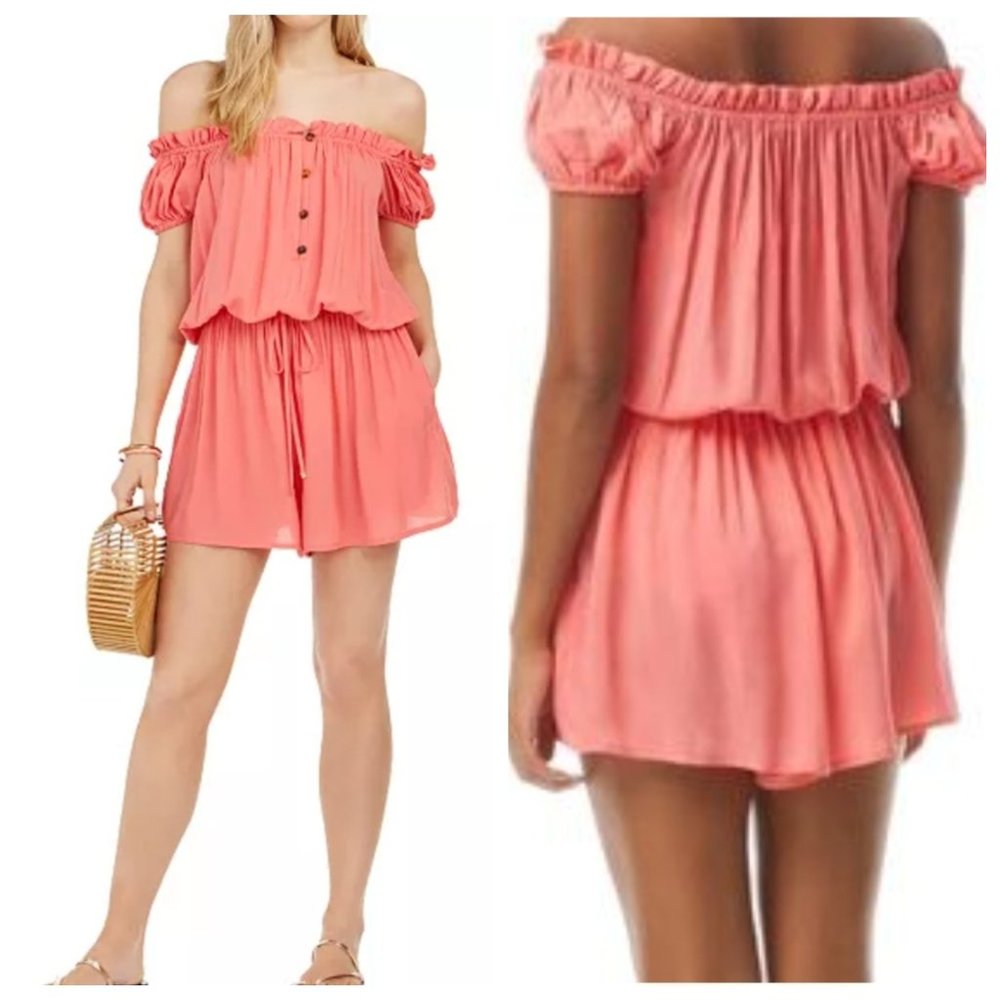 NWT Kate Spade New York Lychee Off the Shoulder Romper Swim Cover Up Sz S